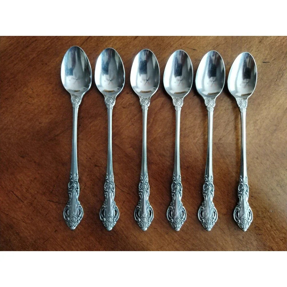 Vtg Lot 6x Northland by Oneida Baton Rouge Stainless Flatware Iced Teaspoon 7.2